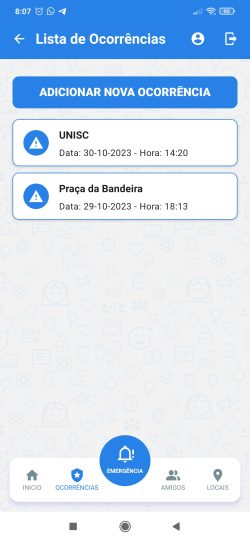 Lista de ocorrências